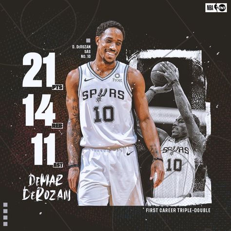 NBA on TNT on Twitter: "DeMar DeRozan notched his first career triple-double against his former team. 🔥 #GoSpursGo… " Spurs Basketball, Jersey Nike, Danny Green, George Gervin, Sports Design Ideas, Texas Sports, Basketball Posters, Sports Flyer, Sport Poster Design