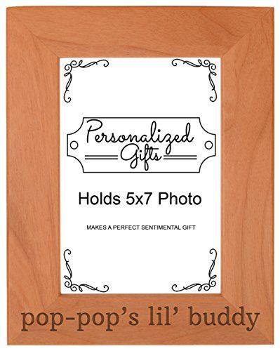 Grandpa Gift PopPops Lil Buddy Grandson Natural Wood Engraved 5x7 Portrait Picture Frame Wood Grandmother And Grandson, Marching Band Gift, Picture Frame Wood, Frame Wood, Engraved Wood, Picture Frame, Natural Wood, Personalized Gifts, Frame