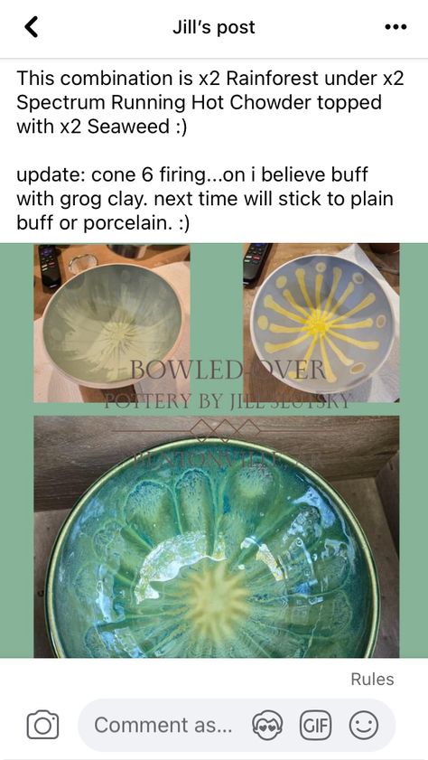 Running Hot Chowder Glaze, Pottery Glaze Recipes, Glaze Designs, Pottery Glaze Combinations, Pottery Glazing Ideas, Spectrum Glazes, Glaze Patterns, Glazing Pottery, Glaze Layering