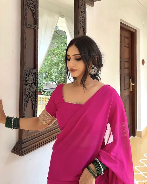 Hot pink saree