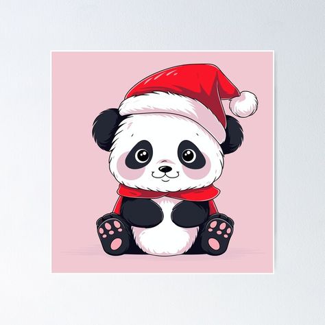 Christmas Panda Drawing, Panda Christmas, Panda Poster, Christmas Sketch, Panda Drawing, Space Drawings, Cartoon Panda, Panda Love, Shirts Ideas