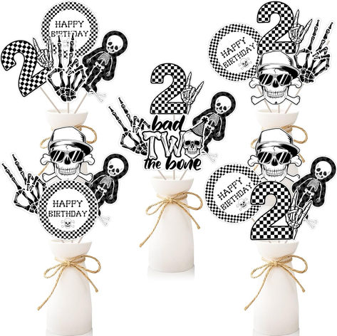 Bad Two The Bone Birthday Decorations 24pcs Bad Two The Bone Centerpiece Sticks Black White Born to Rock Table Topper Music Centerpieces Table Decoration Rock and Roll 2nd Birthday Decor #ad #bad2thebone #badtwothebone #bad2theboneparty #badtwotheboneparty #bad2thebonebirthdayparty #badtwothebonebirthdayparty #2ndbirthday #2ndbirthdaypartyideas #2ndbirthdaypartysupplies #2ndbirthdaypartytheme Bad Two The Bone, Music Centerpieces, Rock Table, Center Table Decor, 2nd Birthday Party For Boys, Born To Rock, Music Themed Parties, Second Anniversary, Kids Party Themes