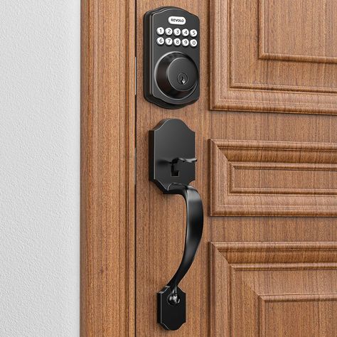 Revolo RE001 Electronic Keypad Deadbolt, Keyless Entry Door Lock, Keyed Entry, Auto Smart Lock with Handle, Front Handle Sets, Anti-Peeking Password, Matte Black #Ad as an Amazon Associate I earn on qualifying purchases #lock #door #handle #electronic #keypad #deadbolt #keyless #entry #safety #matteblack #farmhouse #home #security Keypad Door Locks, Keyless Entry Door Locks, Lock Door, Front Door Handles, Door Handle Sets, Smart Lock, Entry Door, Keyless Entry, Door Lock