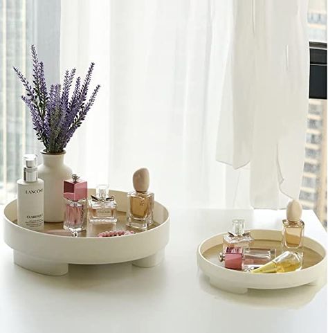 This Countertop Organizer tray is suitable for bathroom, vanity countertop, linen closet, bedside table, kitchen, dresser and other places you want. Round decorative tray round is perfect for arranging your perfume, shampoo, lotion bottles, cosmetics, toiletries etc,Bathroom Organizer Vanity Trays designed with the raised feet, it will make room for ventilation, insulate the tray from moist surfaces. #counter #tray #holder #round #organizer #bathroom #home #decor #design #luxury #life #style Candle Lotion, Dressing Table Tray, Vanity Counter, Lotion Candles, Round Bathroom, Dresser Tray, Accent Tray, Candle Dressing, Serving Tray Decor