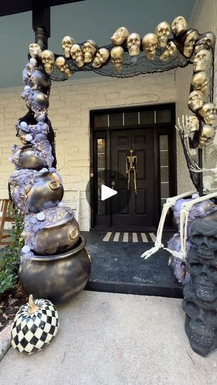 34K views · 1.5K reactions | HALLOWEEN PORCH PART THREE | Here is the final of the Halloween arch inspired by Harry Potter!  Now to do the door and the rest of the porch! | By Kristyn ColeFacebook Halloween Skull Archway Diy, Pumpkin And Skull Arch, Pumpkin Entryway Arch, Skull Arch, Michaels Skull Porch Sign, Harry Potter Now, Halloween Arch, Halloween Porch, The Porch