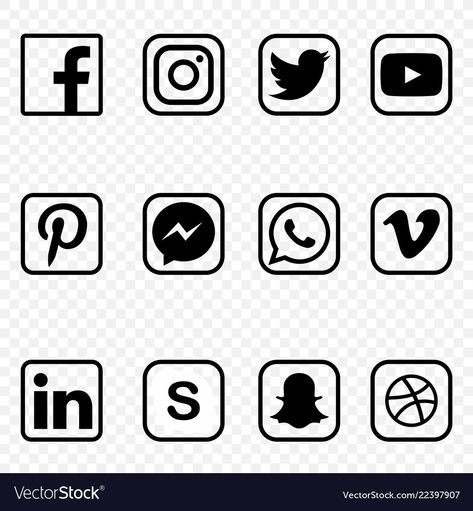 Instagram Logo Transparent, Social Media Icons Vector, Social Media Icons Free, Social Media Drawings, Icon Design Inspiration, Black And White Background, Media Icon, Social Icons, Business Icon