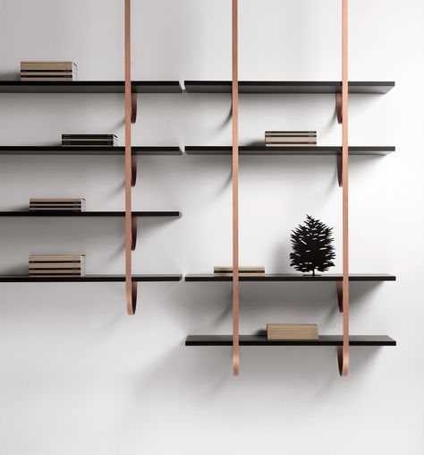 Floating metal bookcase TALEA by DE CASTELLI Wooden Living Room, Living Tv, White Furniture Living Room, Metal Bookcase, Luxury Furniture Design, Bookcase Design, Modern Shelf, Bookcase Shelves, Furniture Design Modern