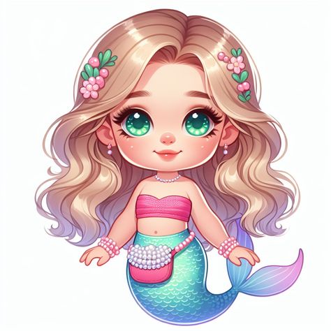 Animated Mermaid, Birthday Elements, Mermaid Beautiful, Mermaid Clipart, Whatsapp Wallpaper Cute, Mermaid Drawings, Mermaid Theme Party, Cute Cartoon Images, Cute Mermaid