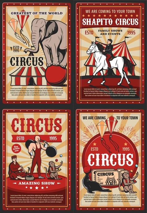 Carnival Animals, Circus Halloween Costumes, Circus Strongman, Circus Background, Carnival Tent, Circus Posters, Vintage Circus Posters, Circus Design, Carnival Posters