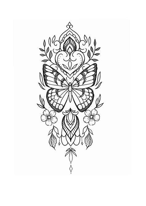 Mandala Tattoo With Butterfly, Shin Tattoos For Women Ideas Simple, Ornate Butterfly Tattoo, Butterfly And Mandala Tattoo, Mandala Butterfly Tattoo, Butterfly Mandala Tattoo, Foot Tattoo Designs, Tato Mandala, Butterfly Neck Tattoo