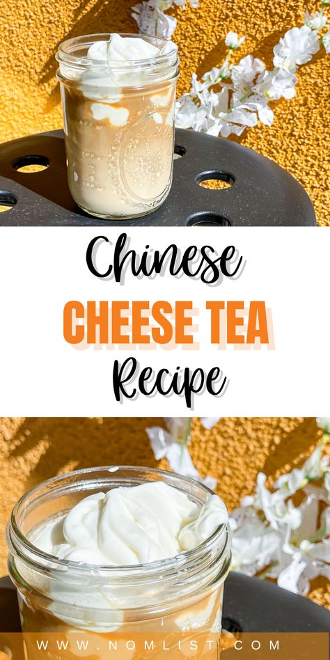 Chinese Tea and Coffee with a sweet and salty cheese foam on top recipe Cheese Tea, Asian Fusion Recipes, Best Treats, Cultural Food, Fusion Recipes, All Pins, Delicious Drink Recipes, Turmeric Tea, Cheese Dishes