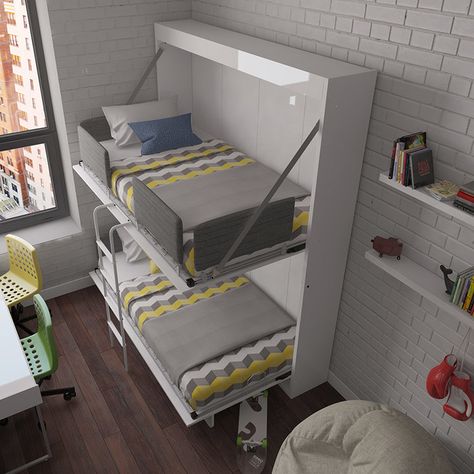 Multimo Twin Murphy Bed & Reviews | Wayfair Twin Wall Bed, Murphy Bunk Beds, Girls Bunk Beds, Murphy Bed Ikea, Modern Bunk Beds, Lake Ideas, Murphy Wall Beds, Modern Murphy Beds, Murphy Bed Diy