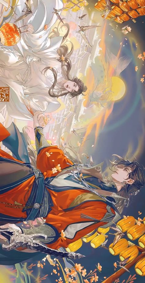 [Tian Guan Ci Fu] ~official art~ Heaven Official's Blessing, Hua Cheng, Wallpaper Laptop, Heaven's Official Blessing, Fanarts Anime, Laptop Wallpaper, Cute Wallpaper Backgrounds, Wallpaper Pc, Ipad Wallpaper