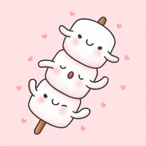 Marshmallow Cute Drawing, Cute Marshmallows Kawaii, Kawaii Marshmallow Drawing, Cute Marshmallows Cartoon, Cute Pictures For Stickers, Kawaii Doodles Animals, Cute Pictures Cartoon, Cute Pictures Drawings, Marshmallow Illustration