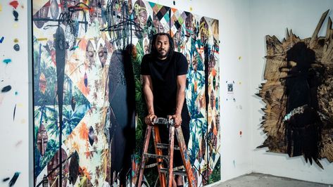 Art World Superstar Rashid Johnson Buys Manhattan Town House for $9 Million Pink Striped Walls, Ric Ocasek, Rashid Johnson, Paulina Porizkova, Cozy Bathroom, White Subway Tile Backsplash, Gramercy Park, White Tile Floor, Striped Walls