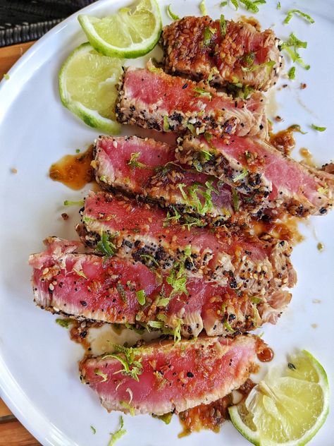 Grilled Tuna Steaks Recipes, Fresh Tuna Recipes, Ahi Tuna Steak Recipe, Sesame Crusted Tuna, Ahi Tuna Recipe, Seared Tuna Steaks, Grilled Tuna Steaks, Ahi Tuna Steak, Tuna Steak Recipes