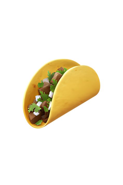 The emoji 🌮 depicts a taco with a crispy yellow shell, filled with ground beef, lettuce, and cheese, topped with a tomato and a sprinkle of cilantro. Mexican Emojis, Ios18 Stickers, 2024 Notion, Food Emoji, Custom Emoji, Ios Emojis, Emoji Food, Apple Emojis, Geometric Photography