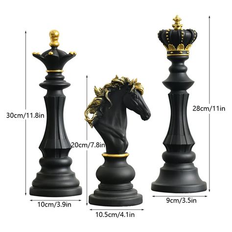 NORTHEUINS 3 Pcs/set Resin International Chess Figurine Modern - Etsy UK Decorative Shelves, Living Room Retro, Craft Resin, Golden Painting, Modern Interior Decor, Resin Sculpture, Decorating Shelves, Interior Modern, Desktop Decor