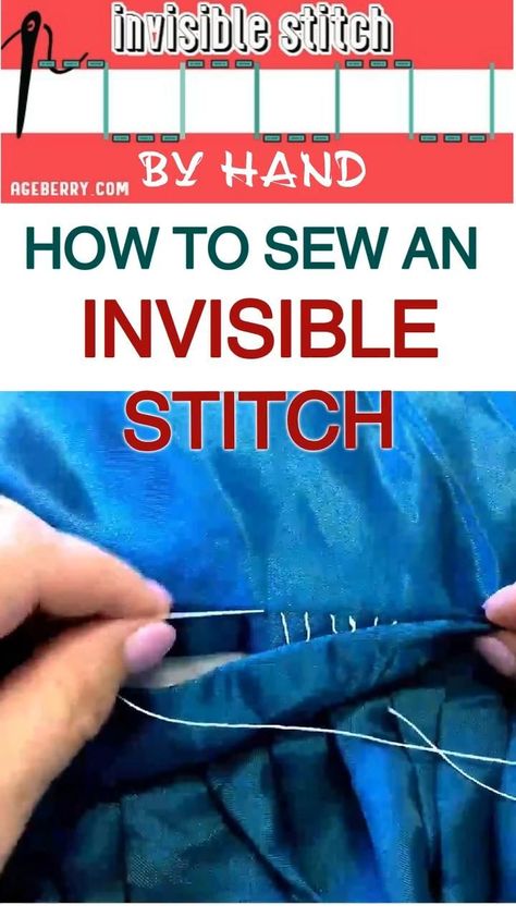 Step-by-step sewing tutorial on making an invisible stitch by hand so you can repair a tear in your favorite pillow or sew invisible hems Invisible Stitch By Hand, Rattoppare I Jeans, Sewing Stitches By Hand, Tips Menjahit, Hand Stitching Techniques, Projek Menjahit, Blind Hem, Invisible Stitch, Sewing 101