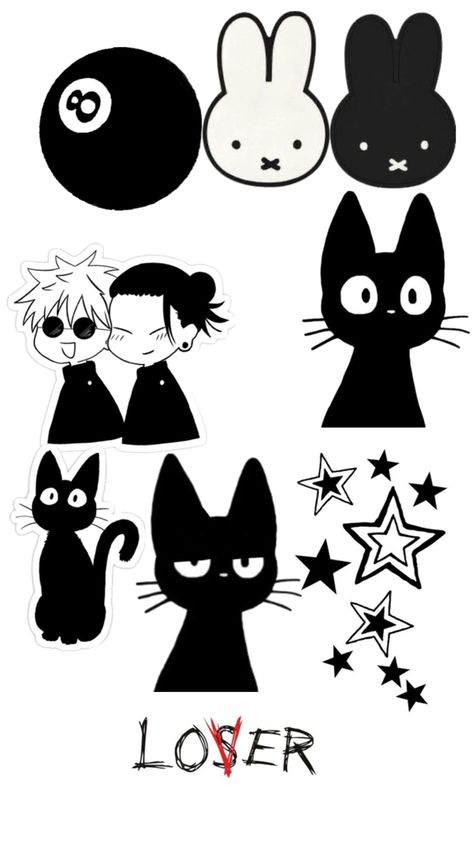 Stickers Drawing Ideas, Space Bunny, Drawing Ideas Easy Doodles, Space Bunnies, Y2k Stickers, Drawing Ideas Easy, Graffiti Doodles, Easy Doodles, Black And White Stickers