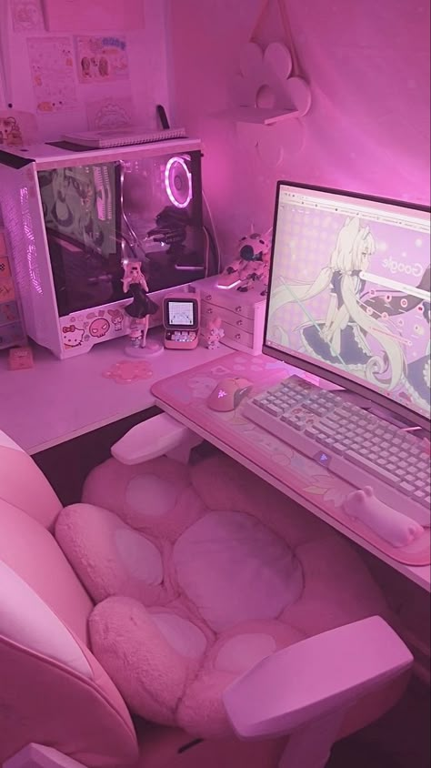 Anime Gaming Room, Home Office Pink, Tatami Floor, Seat Pillow, Pillow Bed, Gaming Room, Chair Cushion, Floor Cushion, Gaming Setup