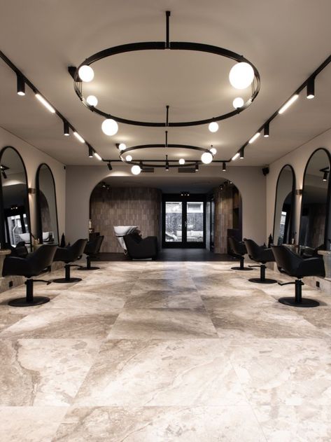 Salon Lighting Ideas, Hairstylist Aesthetic, Salon Concepts, Hair Saloon, Barber Shop Interior, Salon Lighting, Spa Interior Design, Dream Salon, Salon Suites Decor