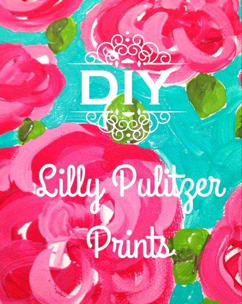 DIY Lilly Pulitzer Print | Painting Canvas Diy, Apartment Decorating College, Flowers Lilly, Preppy Dorm Room, Lilly Pulitzer Prints, Canvas Diy, Sorority Crafts, Cute Decor, Valentine's Day Quotes