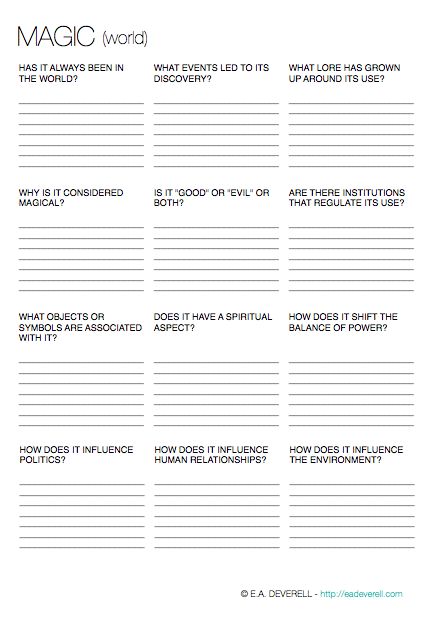 Writing Workshet – Magic (PDF) Wave your wand (or pencil) over this worksheet to create your magic system. Any muggle can do it! Related Beta Reader Worksheet, Novel Worksheets, Oc Guide, Print Writing, Setting Inspiration, Writing Groups, Magic System, Writing Fantasy, Creative Writing Tips