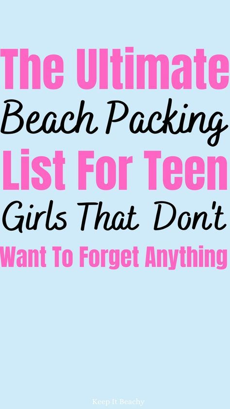 This contains: beach packing list for teenage girls 7 Day Beach Vacation Packing List, Beach Trip Packing List, Beach Checklist, Beach Trip Packing, Beach Travel Essentials, Beach Packing List, Beach Vacation Packing List, Vacation List, Beach Bag Essentials