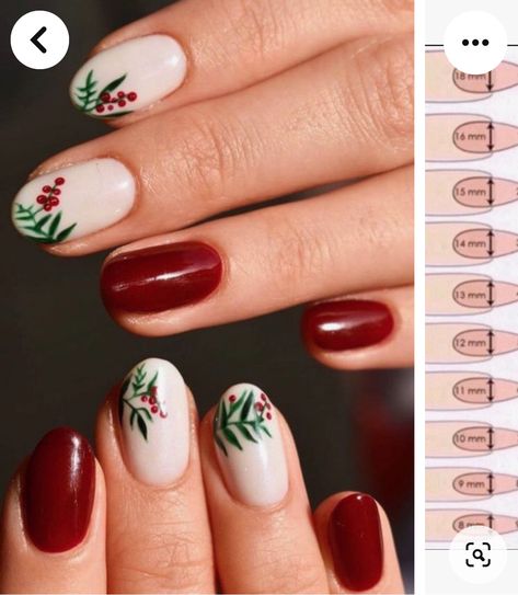 Holly Berry Nails, Holly Nail Art, Holly Nails, Berry Nails, Dark Red Nails, Polish Christmas, Holiday Flower, Accent Nails, Flower Nails