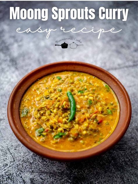 Sprout Moong Recipes, Moong Sprouts Recipes, Moong Sprouts, Chapati Recipe, Curry With Coconut Milk, Kurma Recipe, Coconut Milk Recipes, Coconut Milk Curry, Sprout Recipes