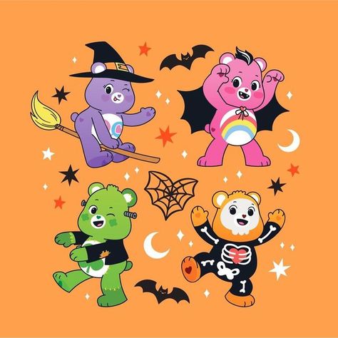 Halloween Care Bear, Care Bear Party, Halloween Wallpaper Backgrounds, Care Bears Cousins, Halloween Wallpapers, Bear Halloween, Cartoon Character Tattoos, Bear Costume, Nursery Theme