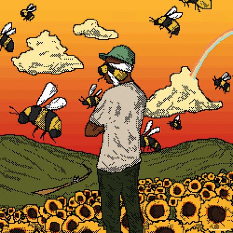 Flower Boy Bee, Bee Wallpaper, Tyler The Creator Wallpaper, Flower App, Computer Wallpapers, Flower Boy, Rap Wallpaper, Music Poster Design, Graphic Poster Art