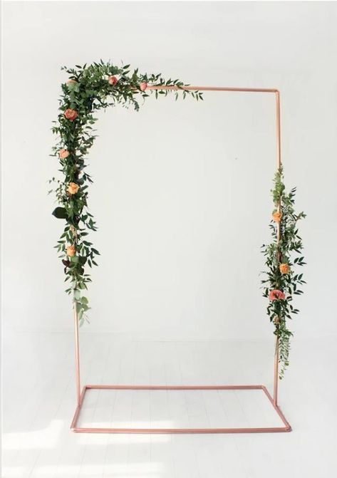 Industrial Modern Wedding, Copper Wedding Arch, Industrial Wedding Decor, Metal Wedding Arch, Aisle Runners, Backdrop Frame, Wedding Backdrop Design, Wedding Arch Flowers, Copper Decor