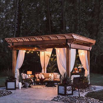 Costco Pergola, Quotes Home Decor, Cedar Room, Attached Pergola, Louvered Roof, Vinyl Pergola, Big Timber, Backyard Seating Area, Cedar Pergola