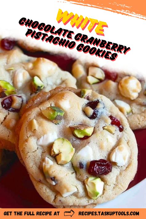 Savor the delightful fusion of sweet white chocolate, tart cranberries, and crunchy pistachios in our scrumptious cookies. Our White Chocolate Cranberry Pistachio Cookies bear the perfect balance of flavors to satisfy your sweet cravings. Ideal for cozy gatherings, parties, or just a simple snack! Pin this to have the recipe on hand for a sweet treat that's sure to impress! Christmas Pistachio Dessert, Pistachio Cookies Christmas, Pistachio Ricotta Cookies, Cranberry Pistachio Cookies Christmas, Cranberry And Pistachio Cookies, White Chocolate And Pistachio Cookies, White Chocolate Pistachio Cookies, Pistachio Cranberry Cookies, White Chocolate Cranberry Pistachio Bark