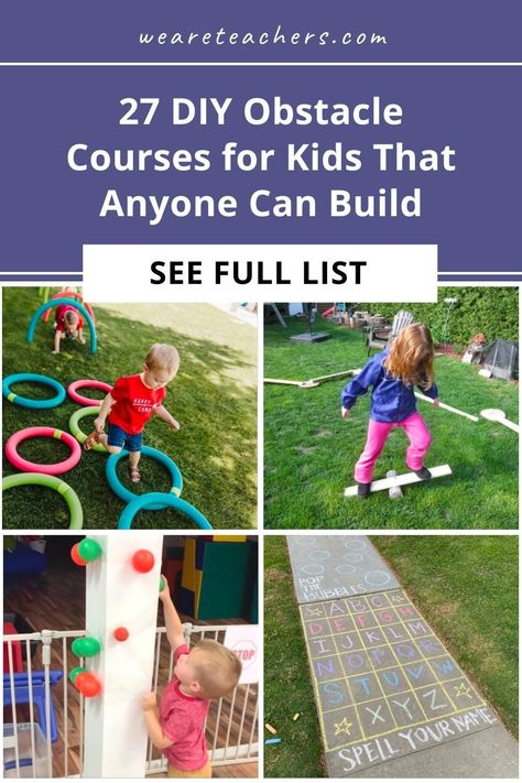 What could be more fun than DIY obstacle courses for kids? Get incredible ideas to use inside and outside, at school or at home! Kindergarten Obstacle Course, Water Obstacle Course For Kids, Backyard Obstacle Course For Adults, Soccer Obstacle Course, Homemade Obstacle Course For Kids, Preschool Obstacle Course Outdoor, Easy Obstacle Course For Kids Outdoor, Toddler Obstacle Course Outdoor, School Obstacle Course