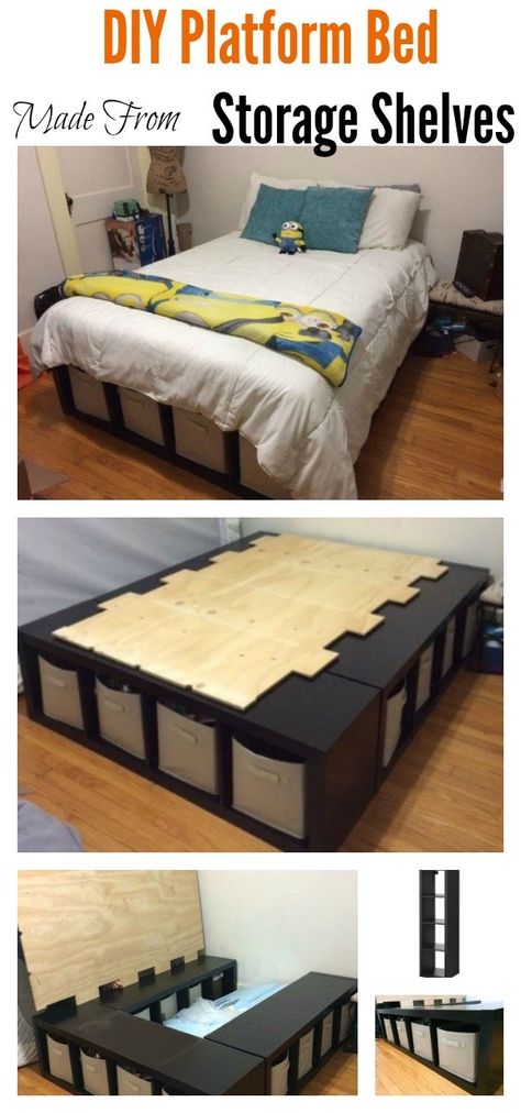 Ikea Storage Cabinets, Diy Platform Bed, Manage Money, Bed Platform, Diy Bed Frame, Diy Furniture Bedroom, Bed With Storage, Platform Beds, Ikea Storage