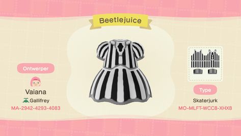 ACNH Animal Crossing New Horizons Vaiana Design Pattern Dress Balloonhem Balloondress Beetlejuice Beetlejuice Animal Crossing, Acnh Beetlejuice, Pattern Dress, Beetlejuice, Dress Patterns, Animal Crossing, Pattern Design, Animals, Pattern