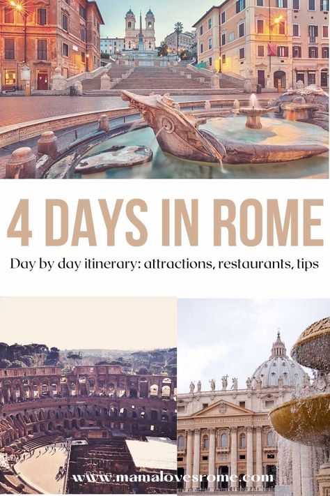 One Week Rome Itinerary, Rome Trip Itinerary, Rome In 4 Days, Rome 4 Day Itinerary, Rome Itenary 4 Days, 4 Days In Rome Itinerary, 4 Days In Rome, Places To Visit In Rome, Vacations For Couples