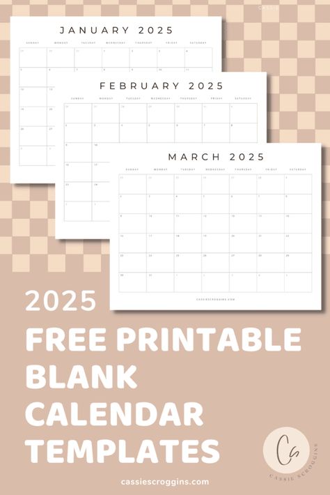 Get organized and plan out 2025 with these free printable blank 2025 calendar templates! Print all 12 months or each month individually! Like our most popular free 2023 calendar printables and 2024 calendars, were all set to plan ahead for 2025! These are the best calendars with a modern design! It's time to set some goals! January 2025, February 2025, March 2025, April 2025, May 2025, June 2025, July 2025, August 2025, September 2025, October 2025, November 2025, December 2025 #cassiescroggins 2025 Monthly Calendar, Monthly Template Free Printable, Monthly Planner Printables Free Pdf, 2025 Calendar Printable, 2025 Planner Printable, 2025 Printable Calendar, 2025 Free Printable Calendar, Good Notes Calendar Template, 2024 2025 Calendar