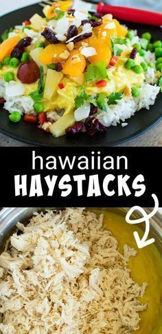 Make Hawaiian Haystacks on the stove-top, crock-pot, or instant-pot. You will love this great recipe from Pitchfork Foodie. Serve them with rice, pineapple, & your favorite toppings! Easy recipe! Hawaiian Haystack Recipe, Chicken And Rice Dinner, Hawaiian Haystacks, Haystacks Recipe, Easy Chicken And Rice, Fluffy Rice, Rice Recipes For Dinner, Mandarin Oranges, Rice Dinner