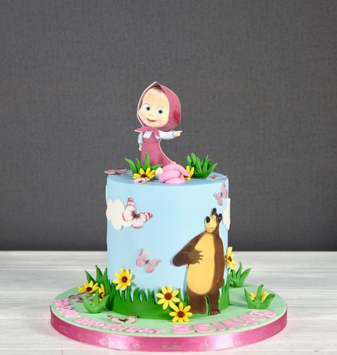 Mini Cake 1st Birthday, Masha And Bear Cake Designs, Marsha The Bear Cake, Masha N Bear Cake, Masha And The Bear Party Ideas Cake, Masha And Bear Theme Party, Masha Theme Cake, Marsha And Bear Cake, Birthday Cake Masha And The Bear