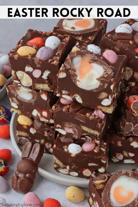 Rocky Road Chocolate, Rocky Road Recipe, Creme Eggs, Easy Easter Treats, Pinterest Marketing Manager, Chocolate Bunnies, Easter Dinner Recipes, Easter Baking, Creme Egg