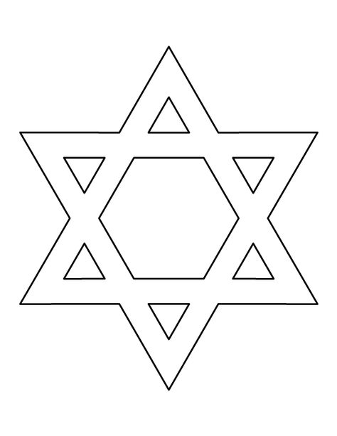 Star of David pattern. Use the printable outline for crafts, creating stencils, scrapbooking, and more. Free PDF template to download and print at http://patternuniverse.com/download/star-of-david-pattern/ Hanukkah Activities Preschool, Hanukkah Crafts, Jewish Crafts, Printable Star, Jewish Star, Star Template, Hanukkah Decorations, Hanukkah Cards, Holiday Patterns