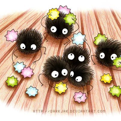 kawaii makkuro kurosuke and konpeito Soot Sprites, Studio Ghibli Movies, Ghibli Art, Ghibli Movies, My Neighbor Totoro, Hayao Miyazaki, Cute Little Things, Fanarts Anime, Animation Studio