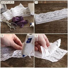 Tutorial: 5 Minute, No-Sew Lace Lavender Sachets Wrist Cuffs Diy, Leather Lace Bracelet, Cuff Bracelets Diy, Cuffs Diy, Lace Cuff Bracelet, Balboa Island, Diy Lavender, Lace Belt, Ribbon Crafts Diy