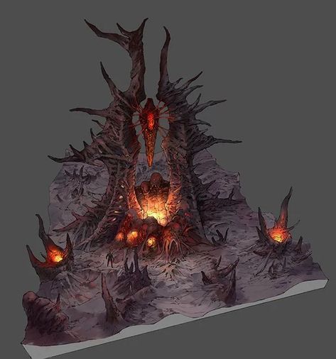 Villain Lair, Stylized Environment, Map Sketch, Game Level Design, Altar Art, The Dark Lord, Minecraft Mod, 2d Game Art, Animation Sketches