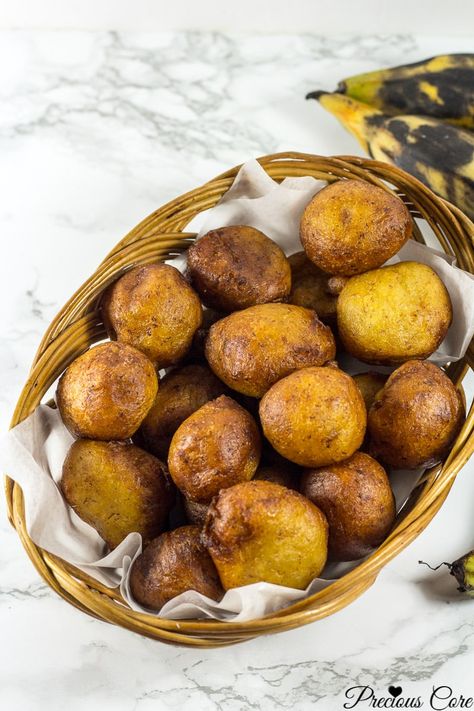 PLANTAIN PUFF PUFF RECIPE | Precious Core Overripe Plantain Recipes, Puff Puff Recipe, How To Make Plantains, African Meals, Nigerian Dishes, African Snacks, Arts And Crafts Ideas, African Foods, Plantain Recipes