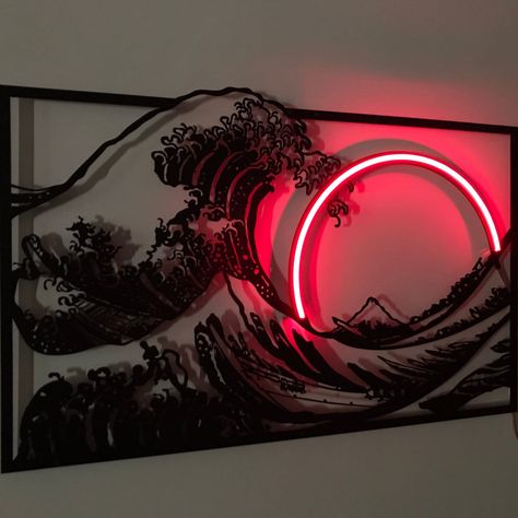 "Elevate your space with a touch of Japanese artistry. Our Japanese LED Neon Sign Art featuring 'The Great Wave off Kanagawa' by Hokusai combines timeless aesthetics with modern design. Crafted on metal, this exquisite wall decor captures the essence of Japan's iconic wave and adds a captivating glow with LED neon lighting. Perfect for infusing your room with a blend of tradition and contemporary style. Add a dash of Japan to your decor with this unique Etsy find! 📐 DIMENSIONS: ● Small: 19.6 inches - (50 cm) x 12.5 inches - (32 cm) ● Medium: 23.6 inches - (60 cm) x 14.1 inches - (36 cm) ● Large: 29.5 inches - (75 cm) x 17.7 inches - (45 cm) 📌Package Contents: 1 X Power Supply - 100-240 V - 175 cm cable length (with US, UK or AU plug converter) 1 X Metal Wall Sign with Neon LED light 🌈Me Wave Of Kanagawa, Japan Wall Art, Neon Sign Art, Japanese Room, Neon Wall Art, Japanese Home Decor, The Great Wave, Japanese Wall Art, Japanese Decor